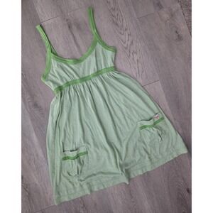 Victoria's Secret PINK Vintage Y2K Babydoll Small Green Striped Dress Pockets